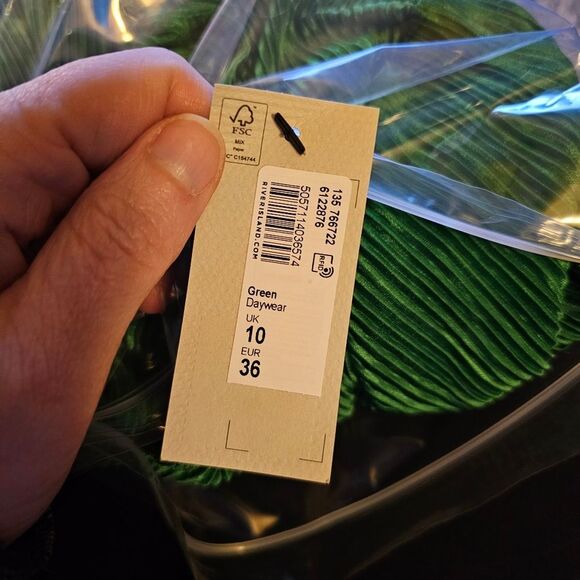 River Island Green Daywear Plisse Wrap Midi Dress Size US6 - Picture 11 of 13